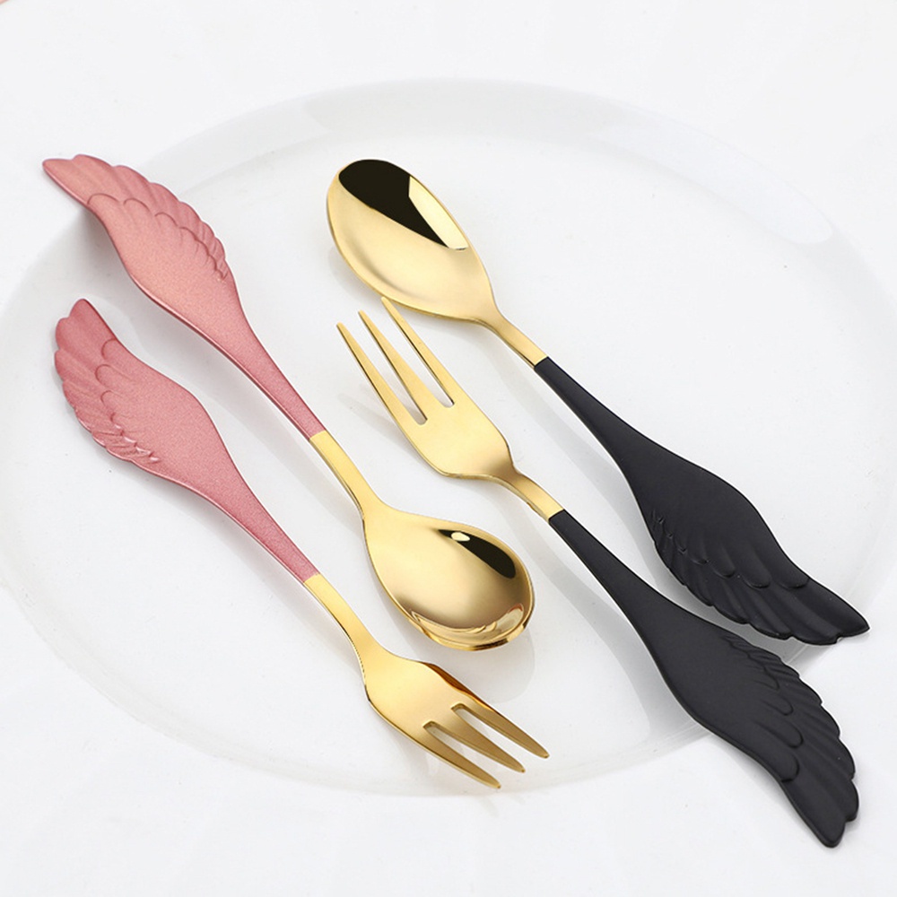 Bộ muỗng nĩa hình cánh thiên thần bằng thép không gỉ 304