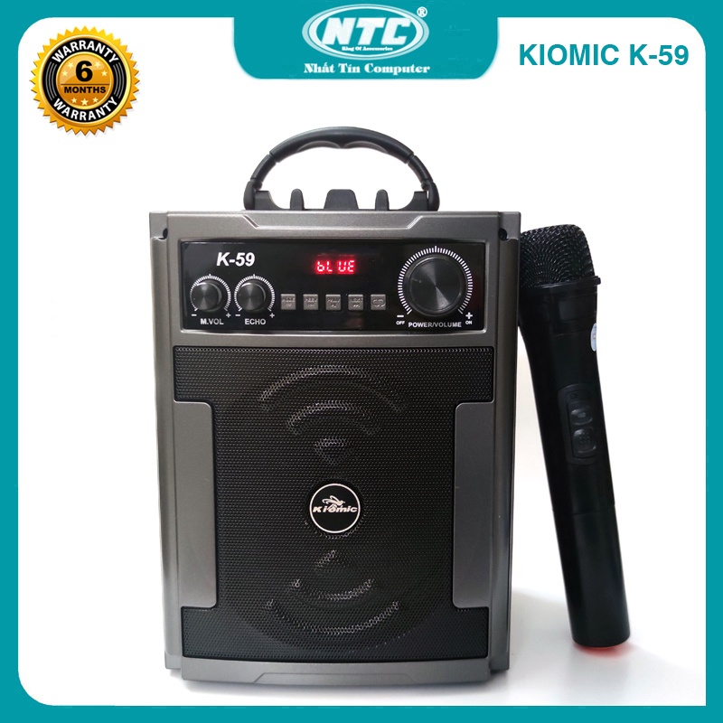 Loa karaoke mini 20W KIOMIC K-59 giả gỗ âm thanh cực hay- kèm micro không dây (Màu Random) - Nhất Tín Computer