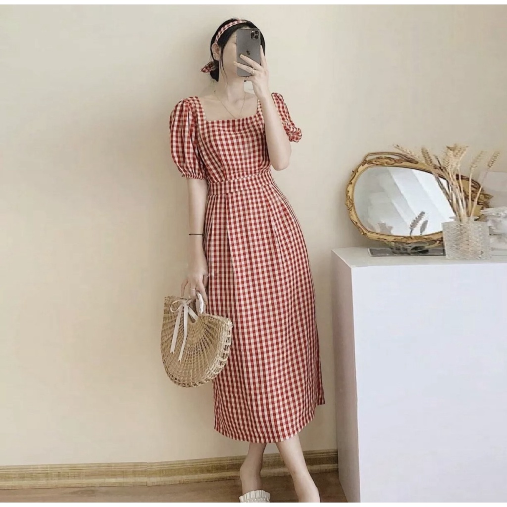 ĐẦM NỮ CARO DÁNG DÀI HOT TREND DỰ TIỆC KẾT HỢP CÔNG SỞ SIÊU SANG CHẢNH KHÔNG BAO GIỜ LỖI THỜI