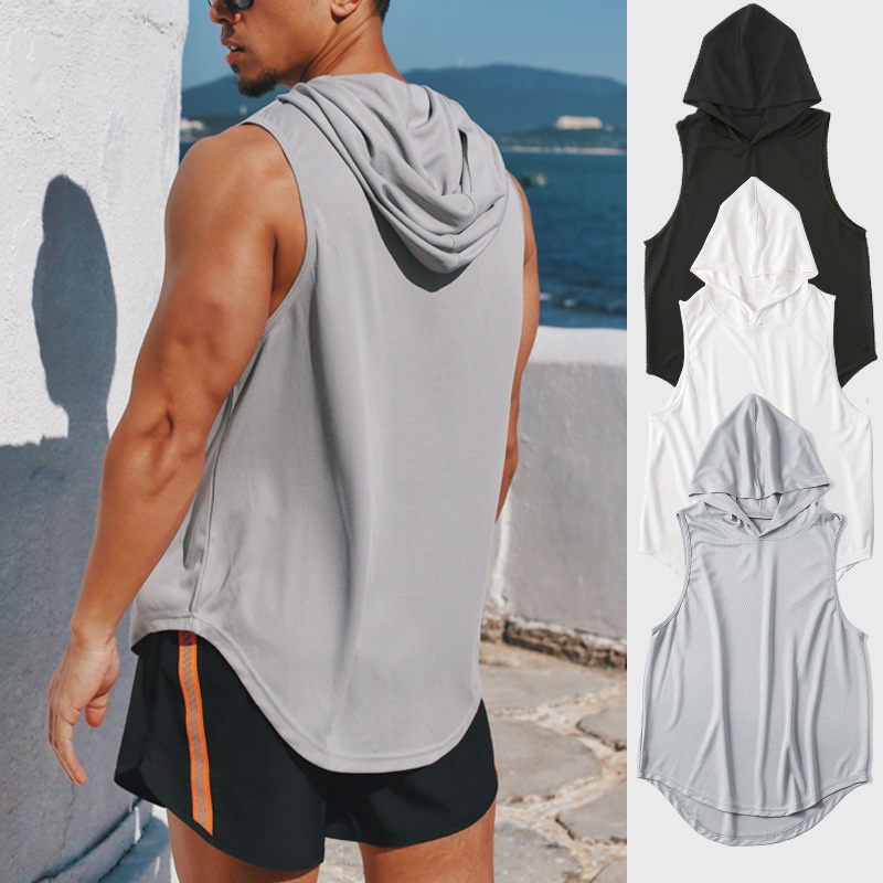 Áo Hoodie Sát Nách Dáng Rộng Thoáng Khí Nhanh Khô Thời Trang Thể Thao Nam