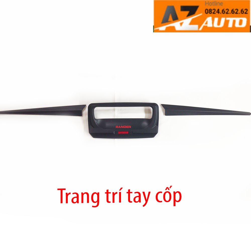 BỘ ỐP TAY NẮM, HÕM CỬA XE, TAY MỞ CỐP , NẮP XĂNG XE FORD RANGER 2016-2022 nhựa đen