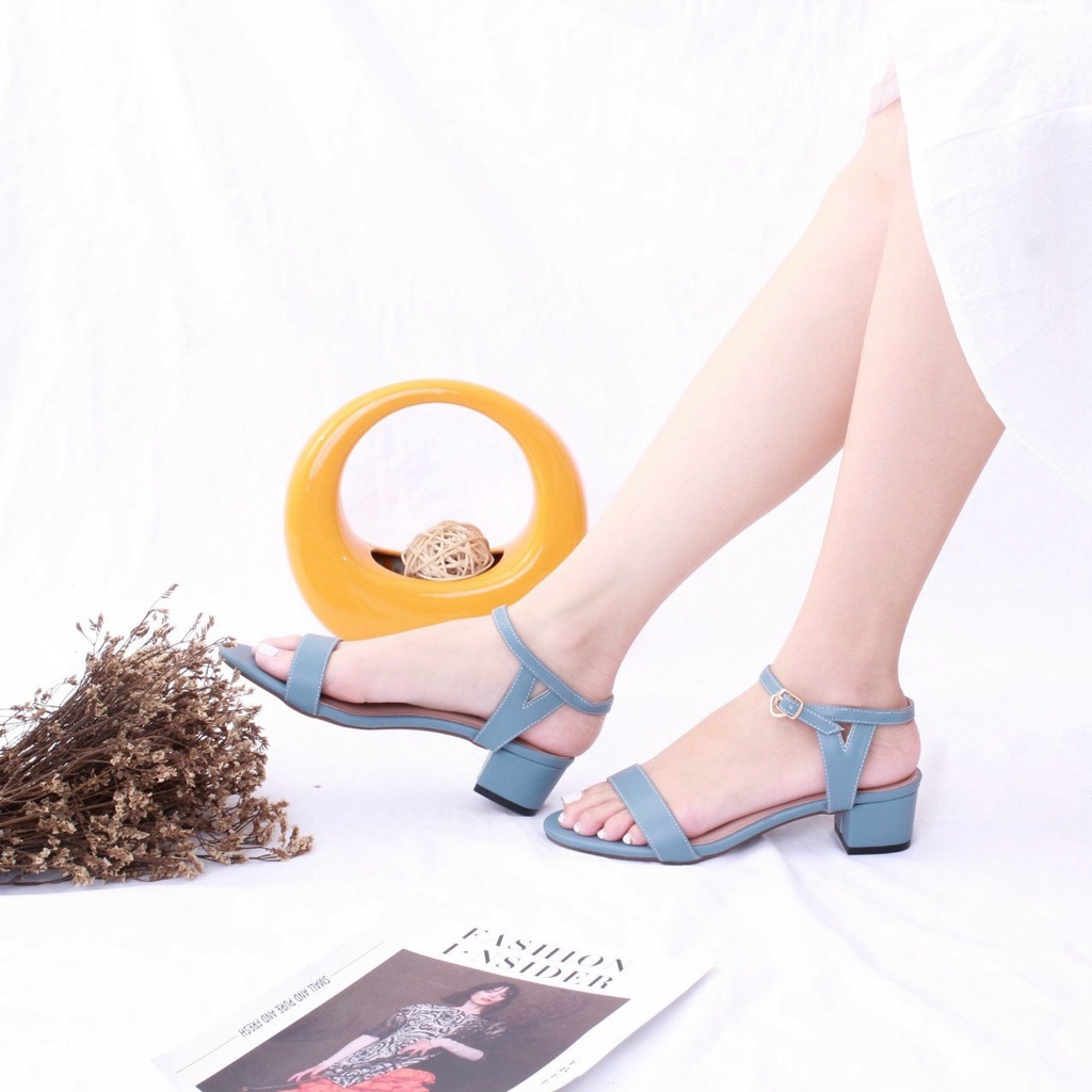 Giày Sandal 3p Quai Ngang Da Mềm Đế Vuông X764