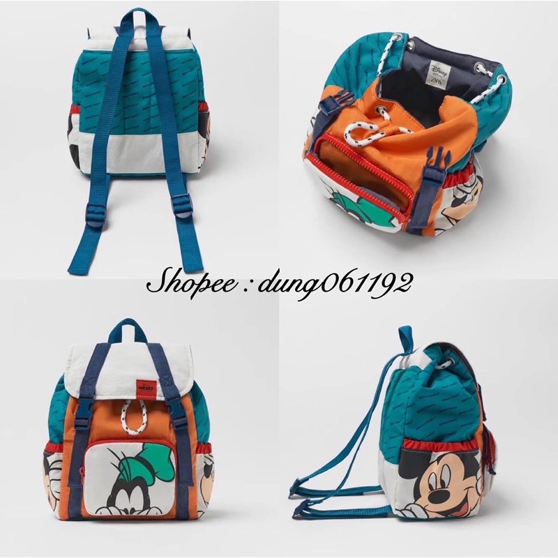 Balo zara mickey Goofy cho bé gái,bé trai phối màu vàng,xanh (xuất xịn full tag sườn)