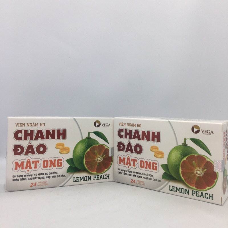 Viên Ngậm Ho Chanh Đào Mật Ong Hộp 24 Viên - Giảm Ho Khan, Ho Có Đờm, Ngạt Mũi Do Cảm