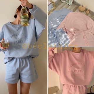 Set áo hoode tay bí thêu chữ hoa