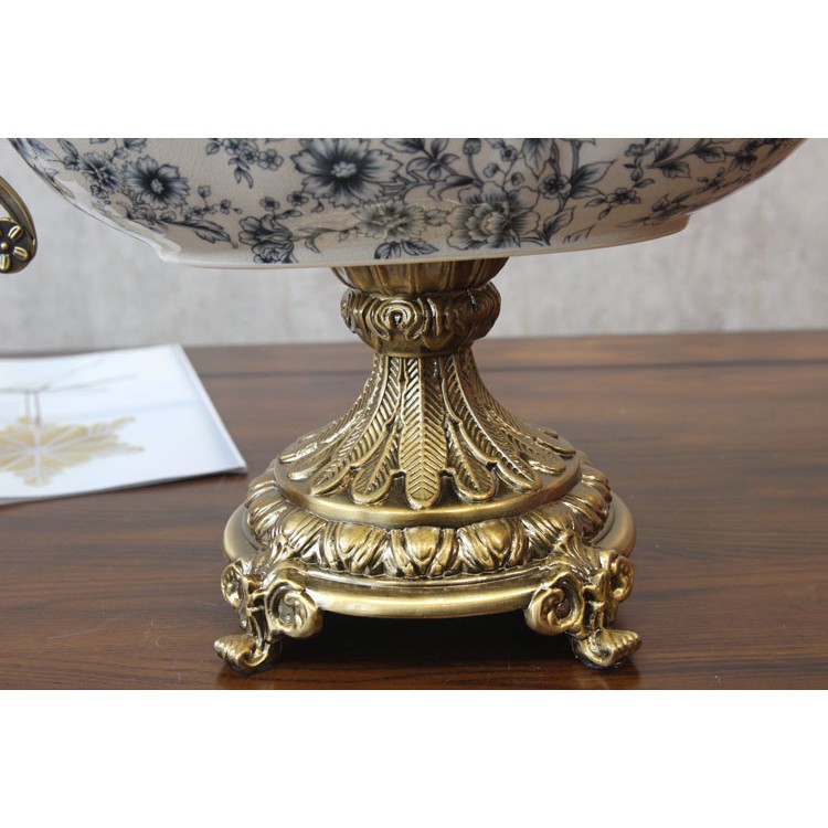 Đĩa quả men sứ rạn hoa nhí xanh mang phong cách tân cổ điển sang trọng CB30-DQ1