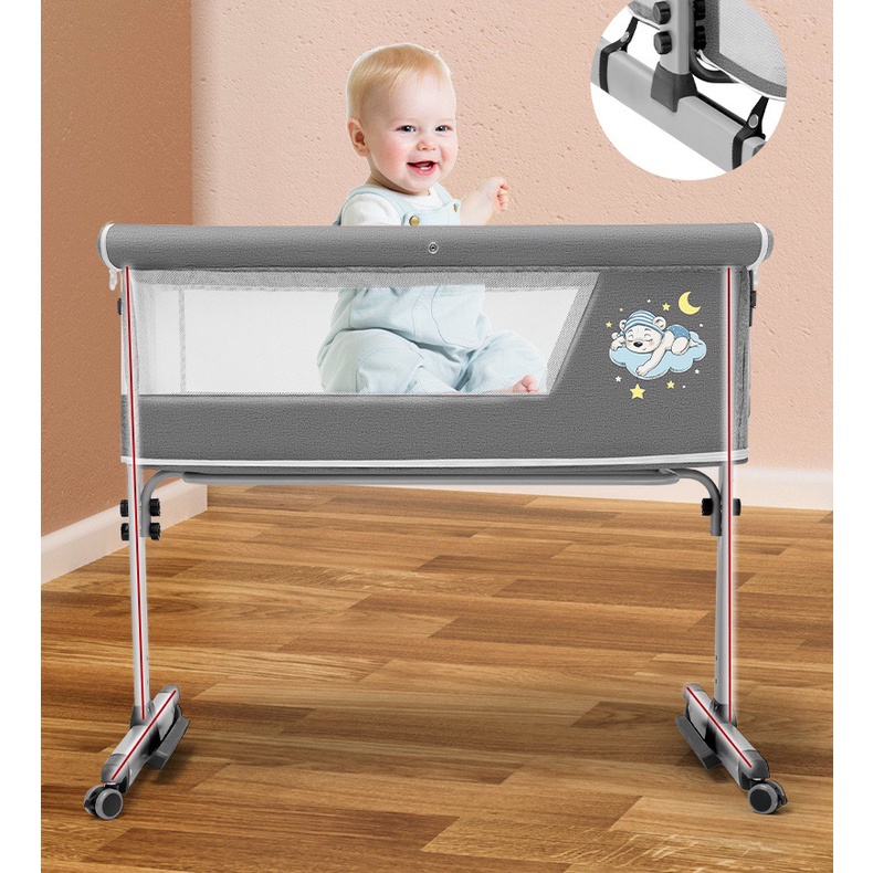 Nôi cũi đa năng cho bé  V-Baby F1 có 5 chế độ tiện lợi, gấp gọn nhánh chóng và nôi cũi F2 có 4 mức điều chỉnh độ cao