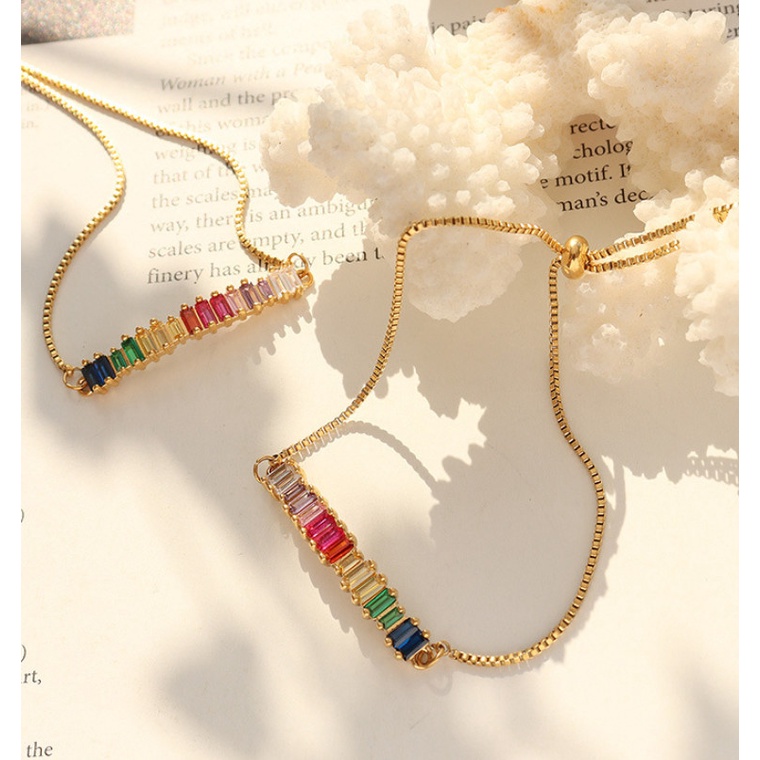 Lắc Tay Dây Rút Đá Nhân Tạo Nhiều Màu Titan Ko Đen TT 4240