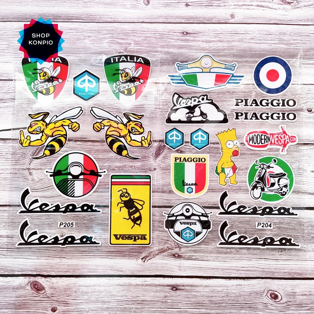 Tem Sticker Dán Xe Vespa Cao Cấp Chống Thấm Nước, Chống Bay Màu