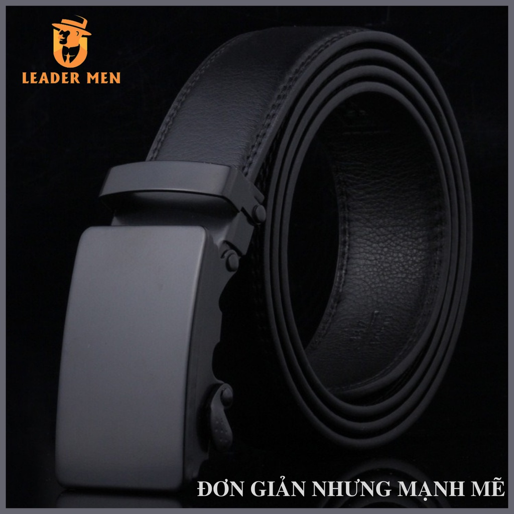 Thắt Lưng Nam Chất Liệu Da Cao Cấp TLK4-05 Khóa Tự Động - Dây Lưng Nam Thời Trang Khóa Mặt Đen Huyền Bí - LeaderMen