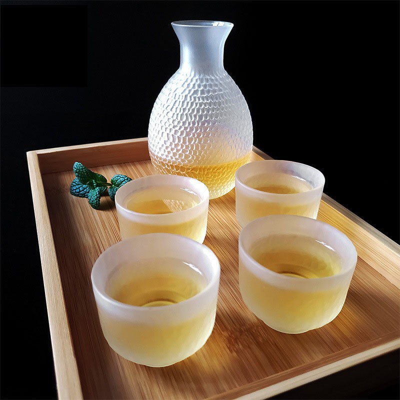 Bộ Bình, Ly Uống Rượu Sake Thủy Tinh Chịu Nhiệt Cao Cấp Borosilicate