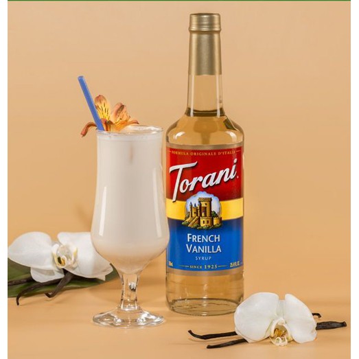 Syrup Torani Chai thủy tinh Hương Vani Pháp (750ml) - Nhập khẩu Mỹ - Torani French Vanilla Syrup - pha chế trà sữa, soda