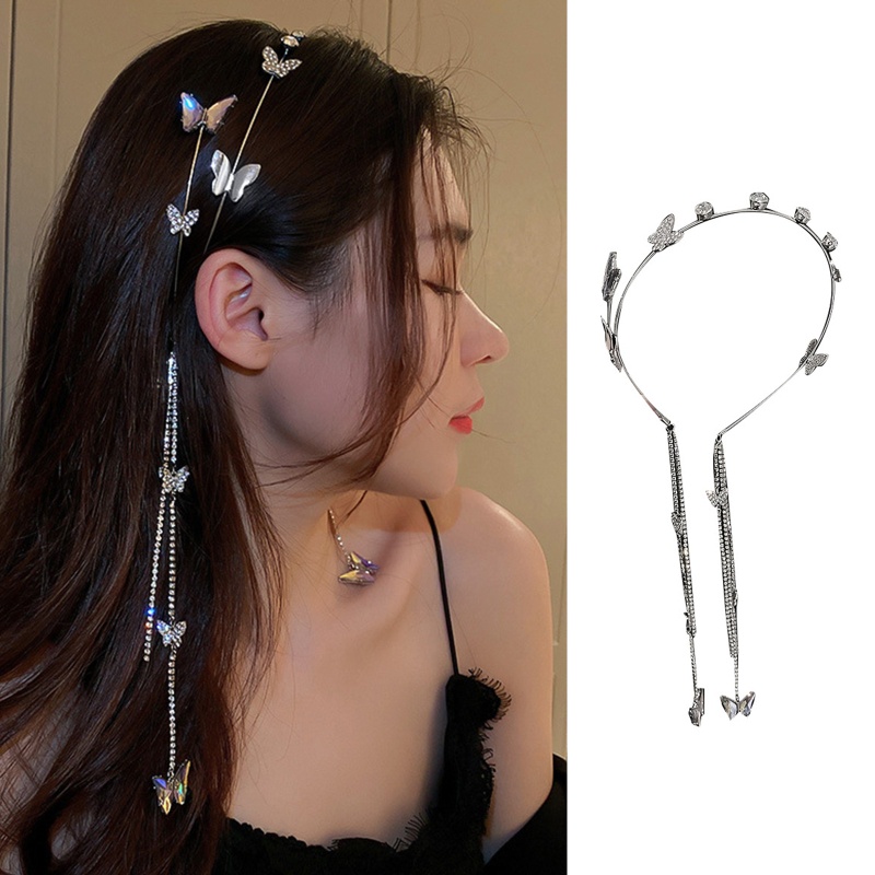 Băng Đô Cài Tóc Đính Nơ Và Tua Rua Dài Lấp Lánh Thời Trang Cho Nữ