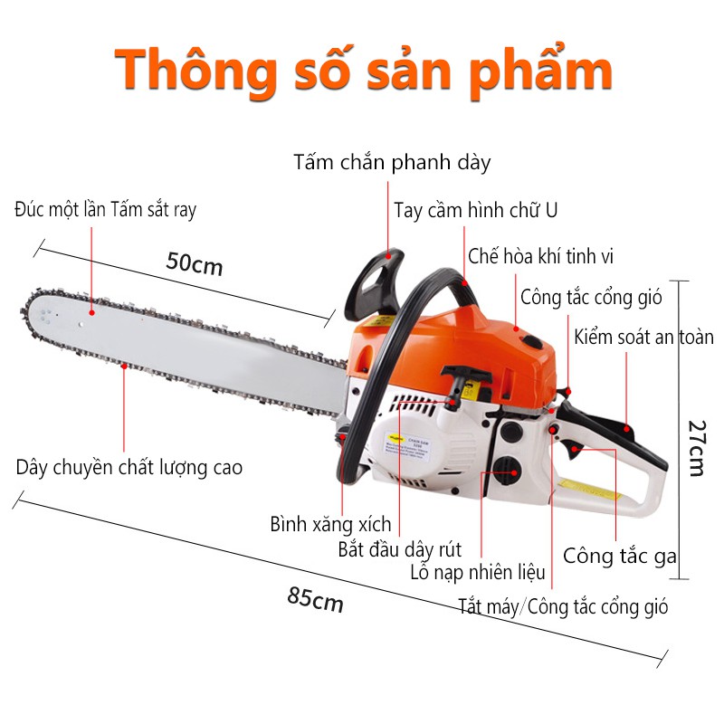 máy cưa xích nhập khẩu động cơ công suất lớn máy cưa cầm tay tiện dụng AG08