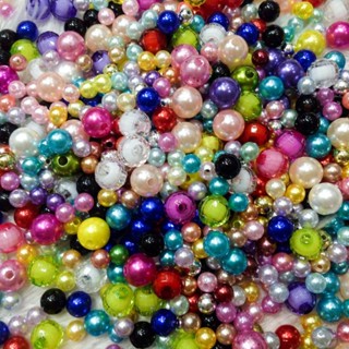 100 hạt cườm nhựa trai hỗn hợp mix nhiều màu size 6mm 8mm 10mm dùng xỏ vòng tay làm thủ công handmade