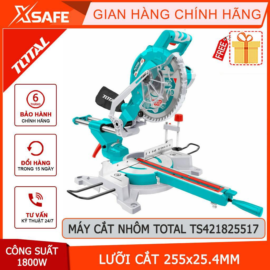 Máy cắt nhôm TOTAL TS421825517 1800W, kích thước lưỡi cắt 255x25.4mm, ray trượt kép song song, cắt tối đa 89x320mm