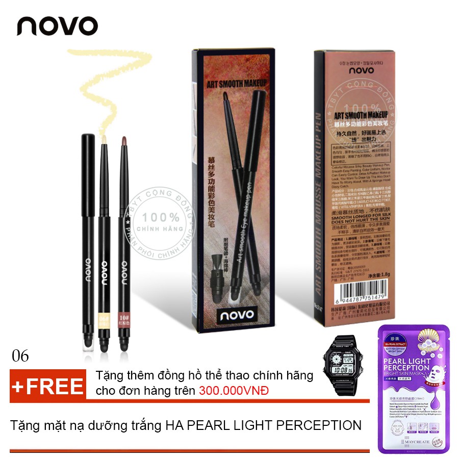 Bút kẻ viền mắt Novo Art Smooth Makeup cao cấp 5147 + Tặng mặt nạ dưỡng trắng HA