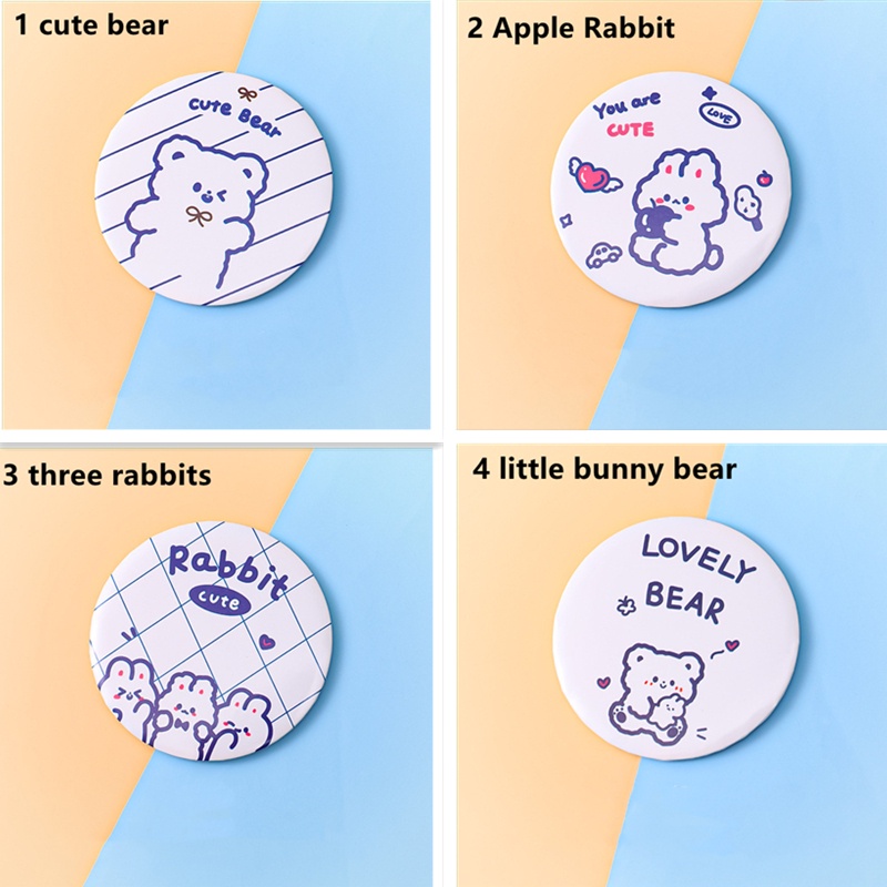 Gương trang điểm bỏ túi hình tròn họa tiết hoạt hình đáng yêu tiện lợi