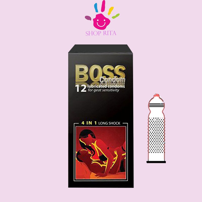 [bao cao su gai][GIÁ SỈ] Bao cao su Boss 4in1 kéo dài thời gian, hộp 12 cái