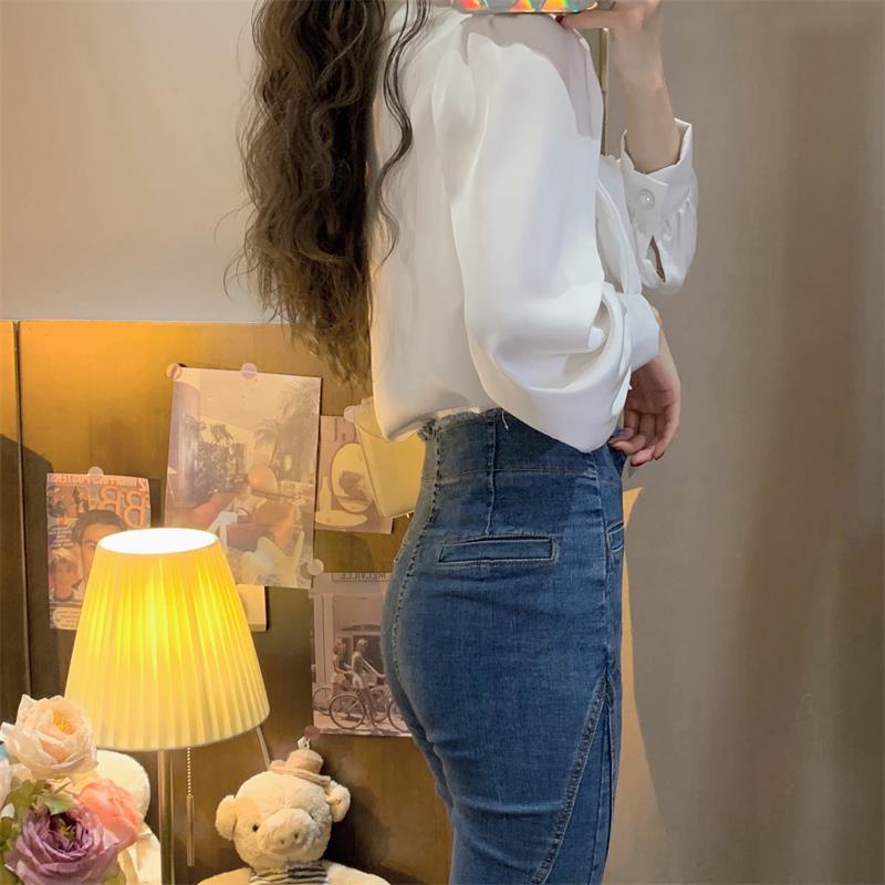 Áo Sơ Mi Tay Dài Cổ Chữ V Thắt Nơ Phong Cách Pháp Thời Trang 2022 Cho Nữ