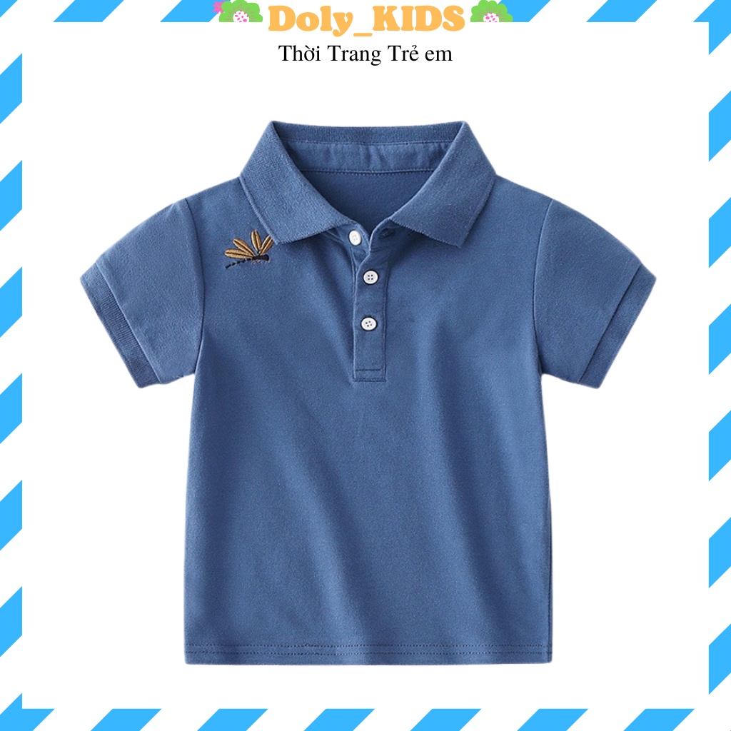 Áo Polo cho bé trai DOLY KIDS, Áo phông cộc tay cho bé hình con chuồn chuồn cotton cao cấp cho bé từ 10-25kg QATEO4