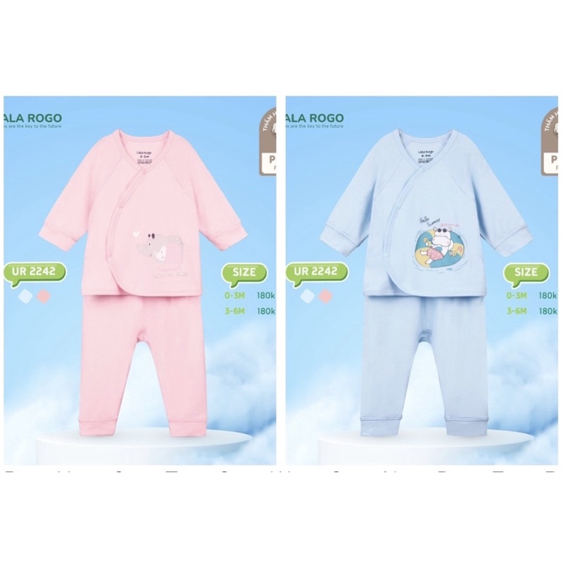 Bộ Dài Tay Sơ Sinh Cài Lệch Uala Rogo UR 2242