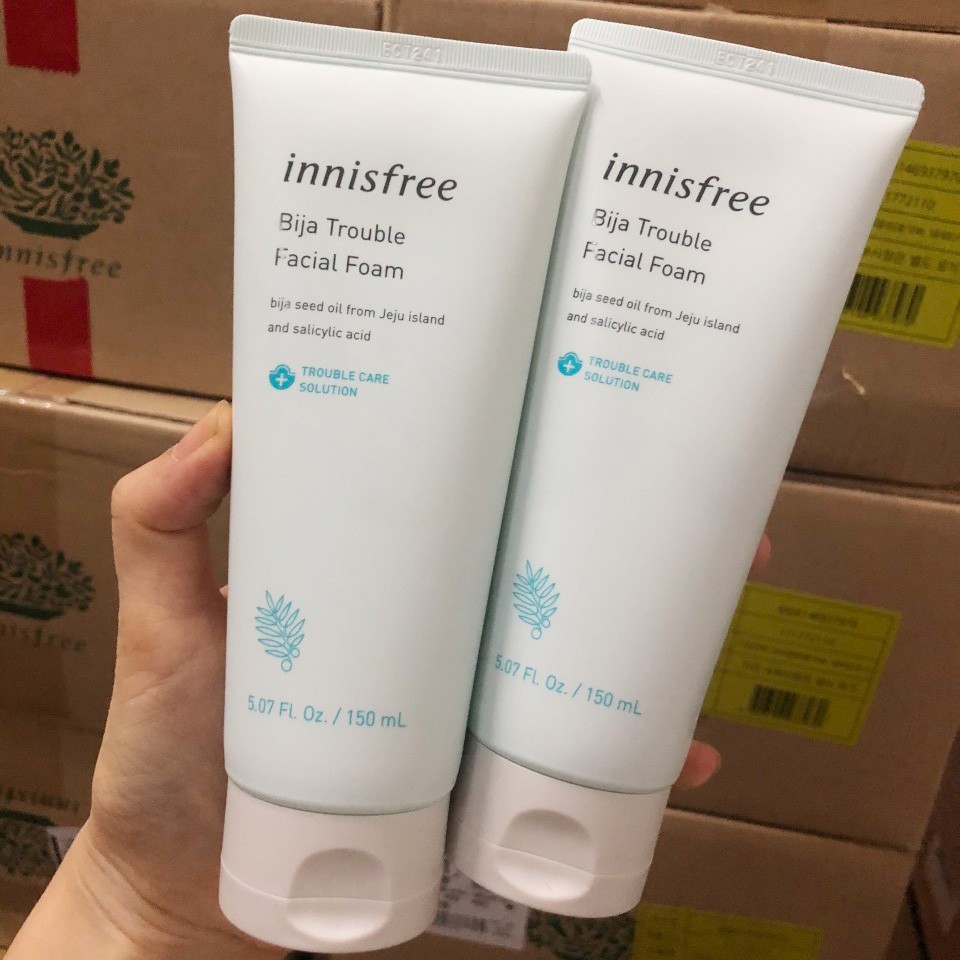 Sữa rửa mặt Innisfree Bija Trouble Facial Foam 150ml Hàn Quốc dành cho da mụn