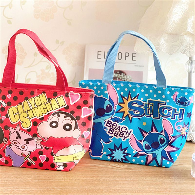 Double Sided Cartoon Stitch Pattern Thermal Insulated Lunch Bag Cool Food Storage Adult Kids School Outdoor Picnic