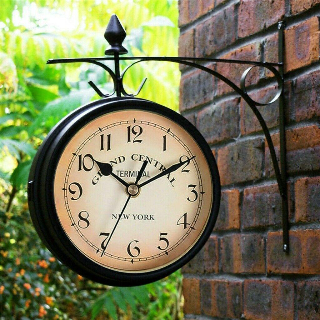 LEISURE Đồng Hồ Treo Tường Thiết Kế Hai Mặt Phong Cách Retro Độc Đáo