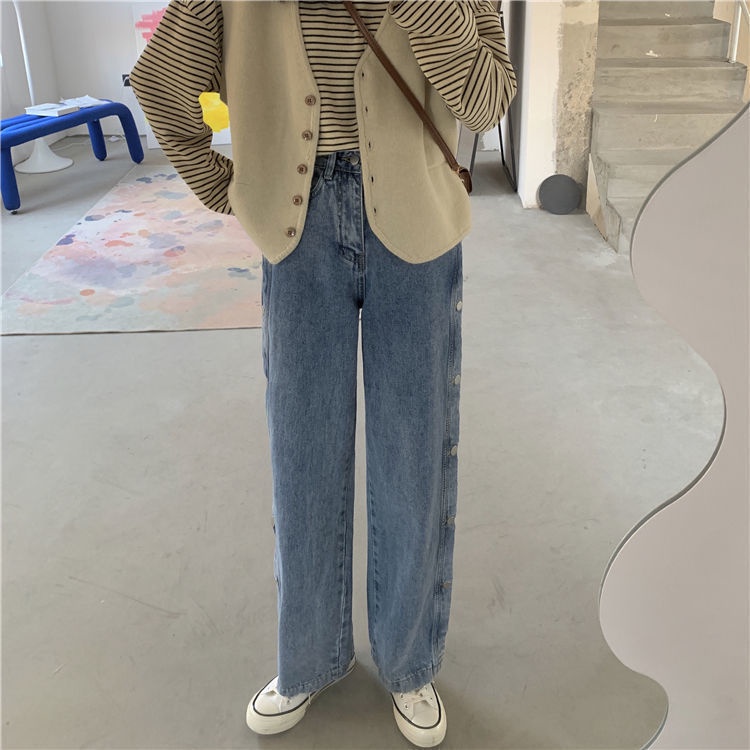 Quần Jean Nữ Ống Rộng Lưng Cao Plus Size