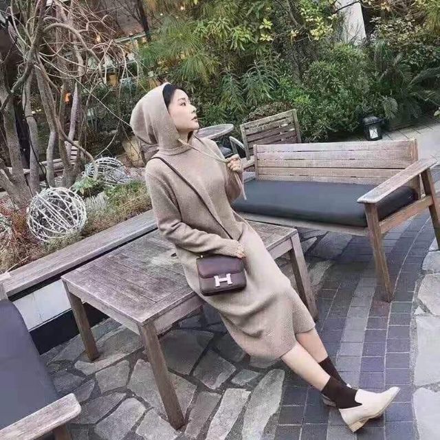 Váy hoodie len ép dáng dài 3 màu BCi