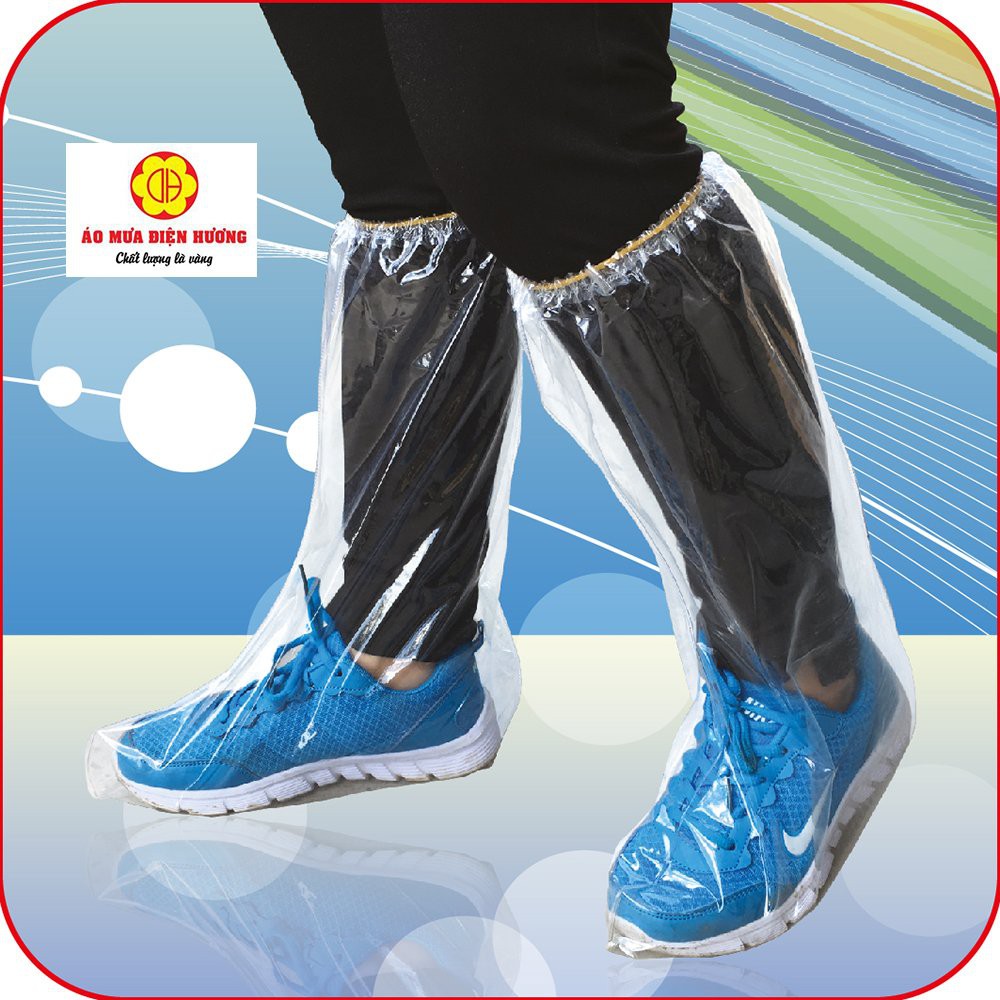 Ủng đi mưa Điện Hương chất liệu PVC chính phẩm 100%, bọc giày chống thấm,cổ cao nam nữ đều mang được (size 39*42)