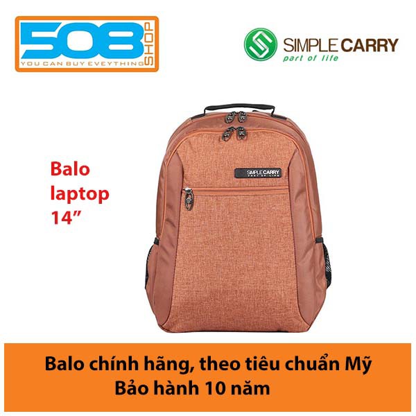 Balo Laptop SimpleCarry B2B04 (Nâu) cho laptop 14" – Bảo hành chính hãng 10 năm