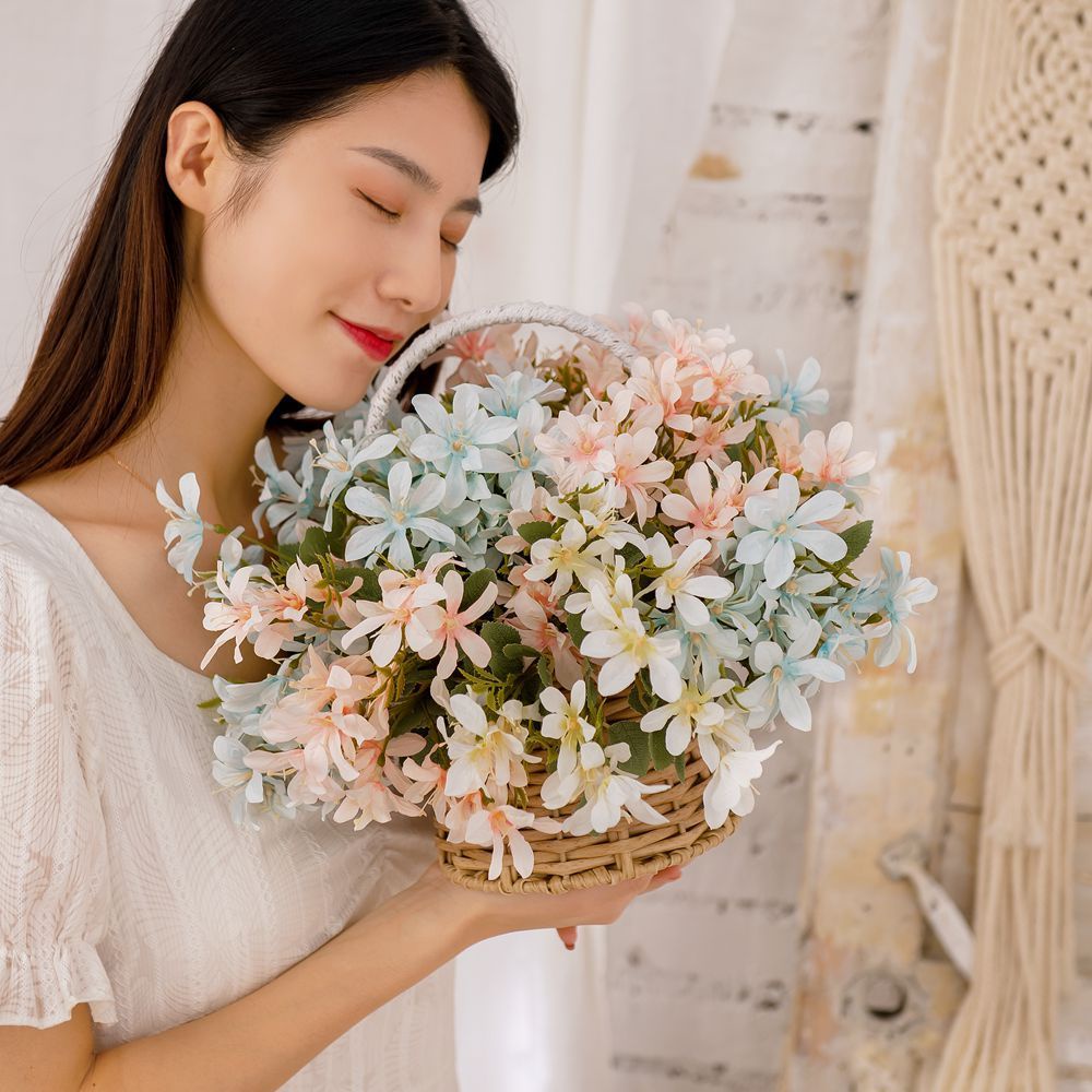CONOPERY Bó hoa lan giả nhiều màu sắc dùng trang trí nhà cửa/ tiệc cưới diy 5 nhánh