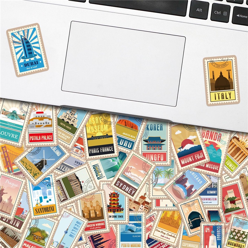 ❉ 02 Sticker Dán Trang Trí Phong Cách Retro ❉ Bộ 50 Miếng Dán Chống Thấm Nước Họa Tiết Thời Trang Dùng Trang Trí