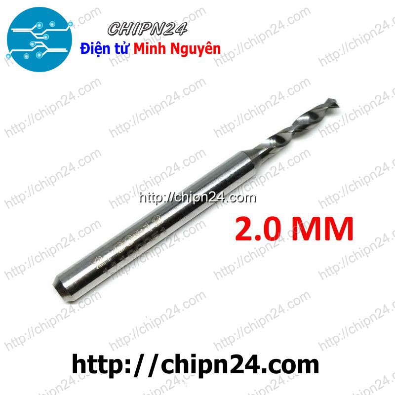 [1 CÂY] Mũi khoan mạch in CNC HỢP KIM 2.0mm (Mạch điện tử, PCB)