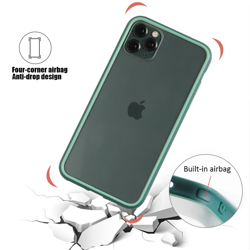 Ốp điện thoại trong suốt chống rơi bao phủ nút bấm cho iPhone11 iPhone 11 pro max xs max xr 7 8 plus