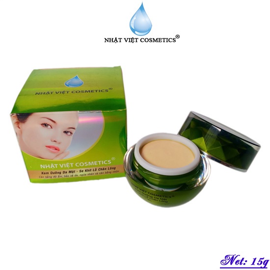 NHẬT VIỆT COSMETICS - Kem dưỡng da mặt, Se khít lỗ chân lông chiết xuất Trà xanh và Cám gạo (15g)