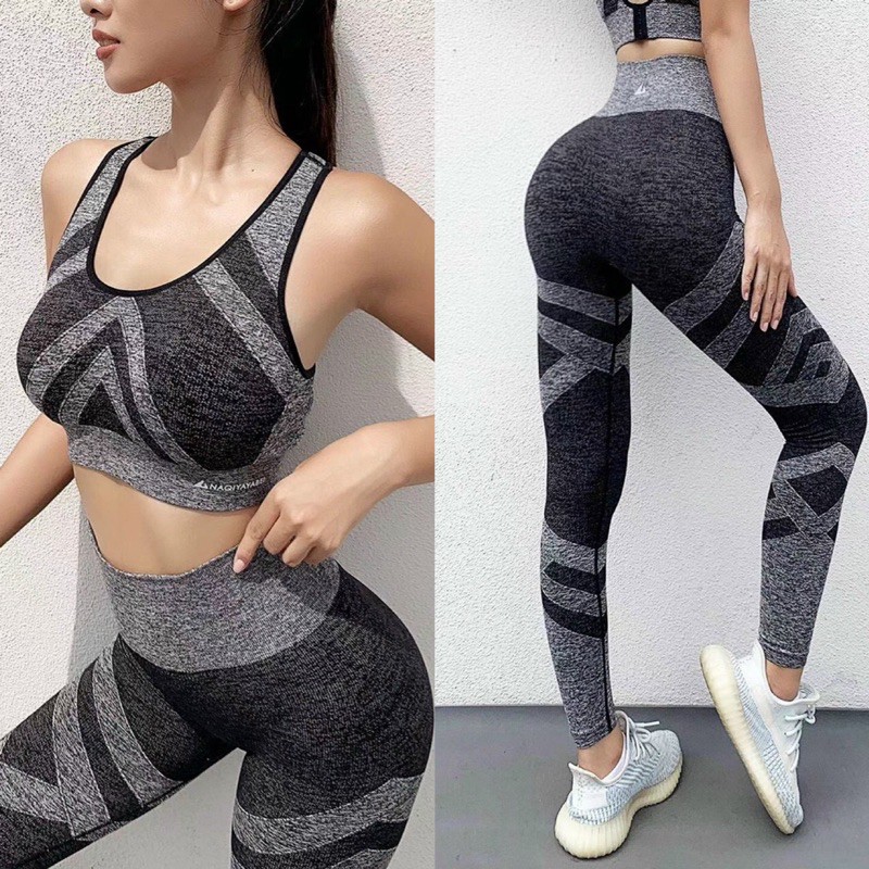 Đồ tập gym thun dệt , bộ tập gym và yoga MS 241 ,sẵn mút