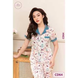 BỘ NGỦ LỤA CỘC TAY QUẦN DÀI - CD64 - LỒNG CHIM