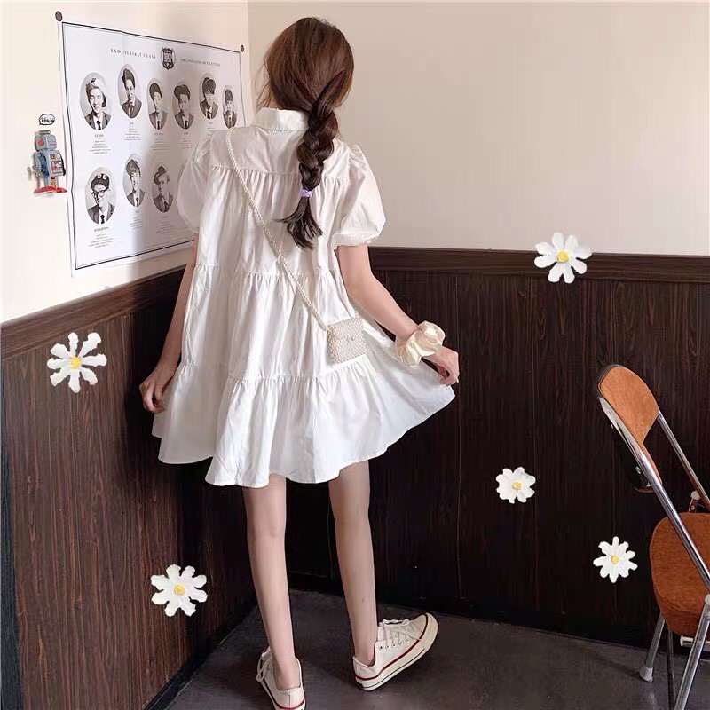 Đầm Babydoll Váy Trắng sơ mi ulzzang kèm nơ đi biển dài xếp ly suông đẹp nữ dài qua gối thiết kế đuôi cá Kozoda d8a | WebRaoVat - webraovat.net.vn