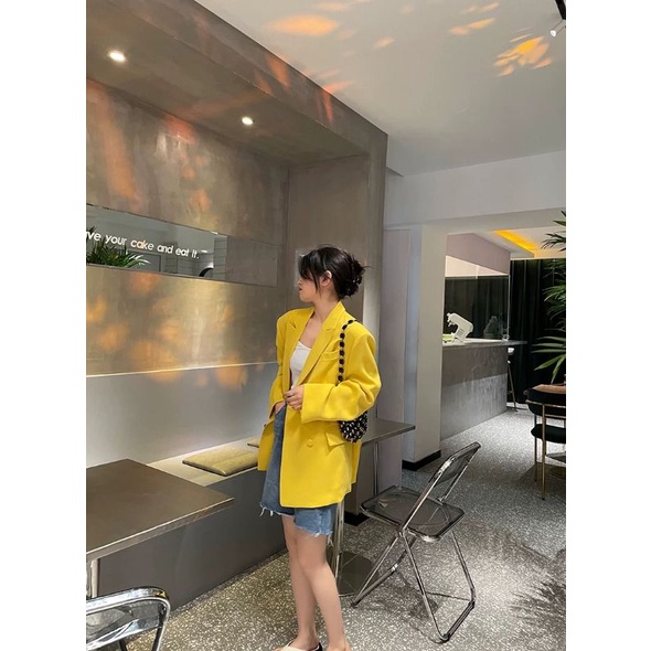 Áo Blazer - Áo Vest Dáng Suông Cúc Bọc Vàng  Hàng Thiết Kế