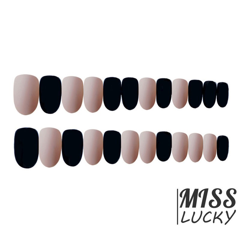 Móng Tay Giả Dáng Dài Màu Đen Và Kaki 27g