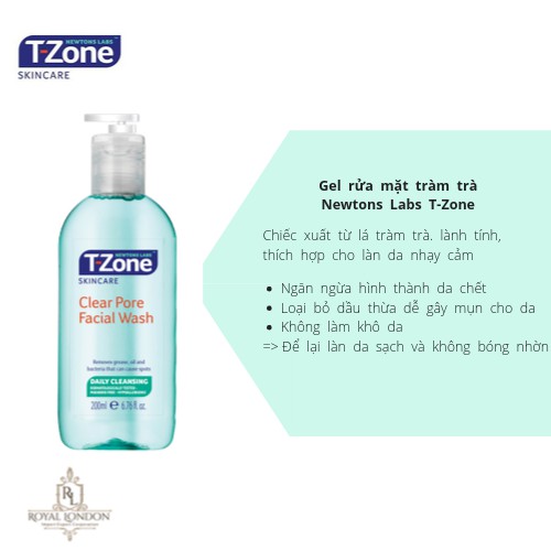 Combo 3 T-ZONE Gel Rửa Mặt 200ml + Kem Tẩy Da Chết 75ml + Gel Giảm Mụn 8ml Tinh Chất Tràm Trà T-Zone