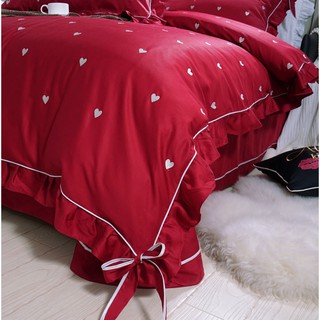 SET CHĂN GA GỐI LỤA TIM THÊU CAO CẤP