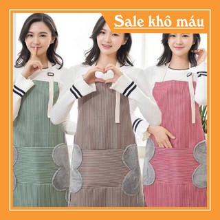 (siêu xả hàng) Tạp Dề Chống Nước SWEETY Họa Tiết Kẻ Sọc Dày Dặn Có Túi Và Miếng Lau Tay