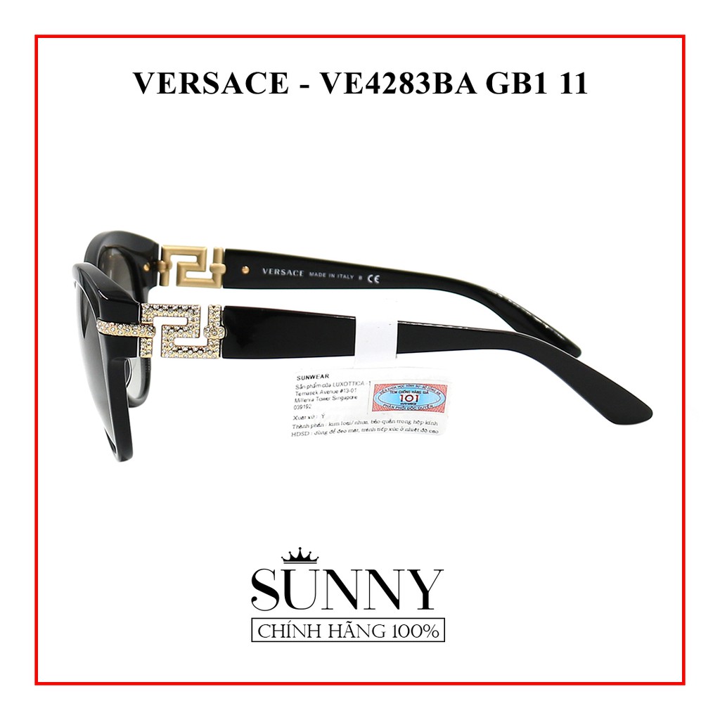 Kính mát chính hãng nam nữ Versace VE4283BA GB1/11 màu sắc thời trang, thiết kế dễ đeo bảo vệ mắt