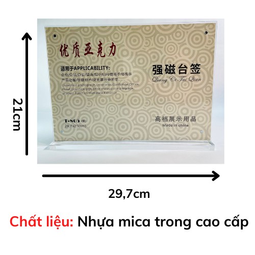 Bảng tên chức danh để bàn mica A4 ngang cao cấp T805