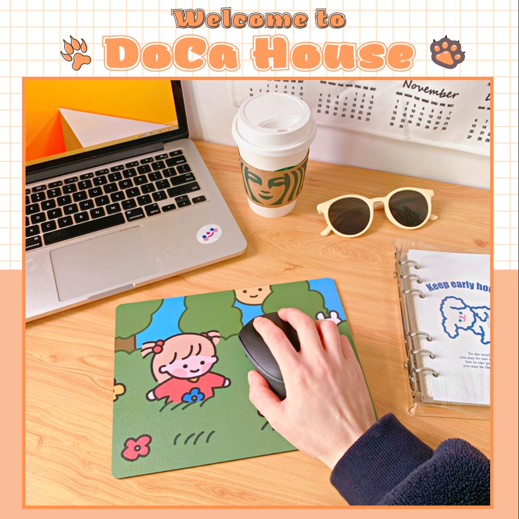 Tấm lót chuột chống trượt DOCA, bàn di chuột cao su chống trượt họa tiết hoạt hình dễ thương