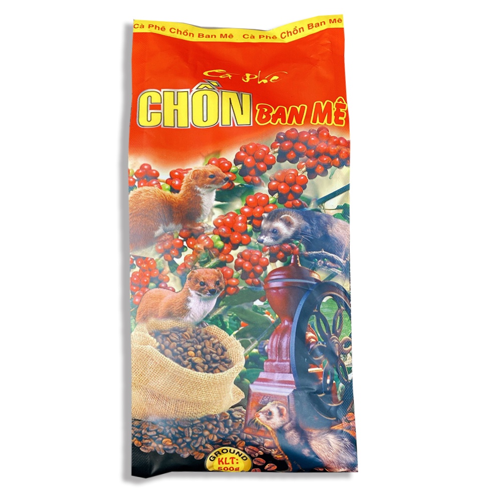 Bịch 500gr cà phê pha phin Chồn đỏ Ban mê Cao Đại Nguyên.